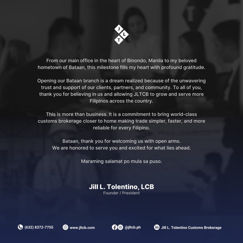 Jill L. Tolentino Customs Brokerage Bataan